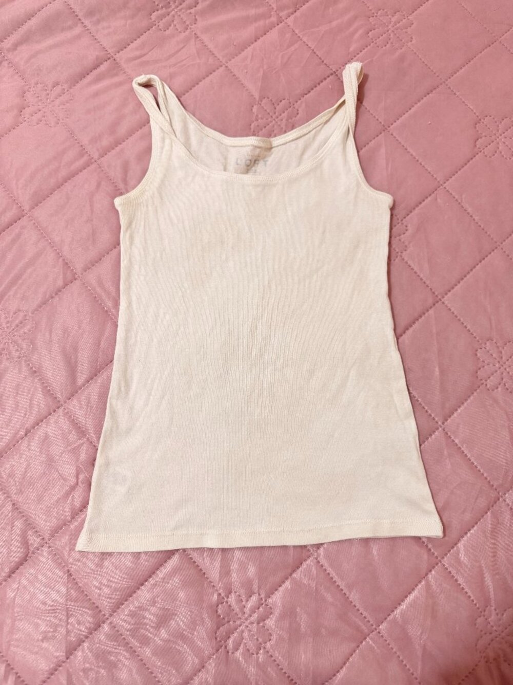 LOFT White Scoop Neck Tank Top XXS